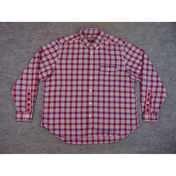 Vineyard Vines Shirt Mens XL Collegiate Fit Red Blue Plaid Cotton Button Front - Picture 2 of 8